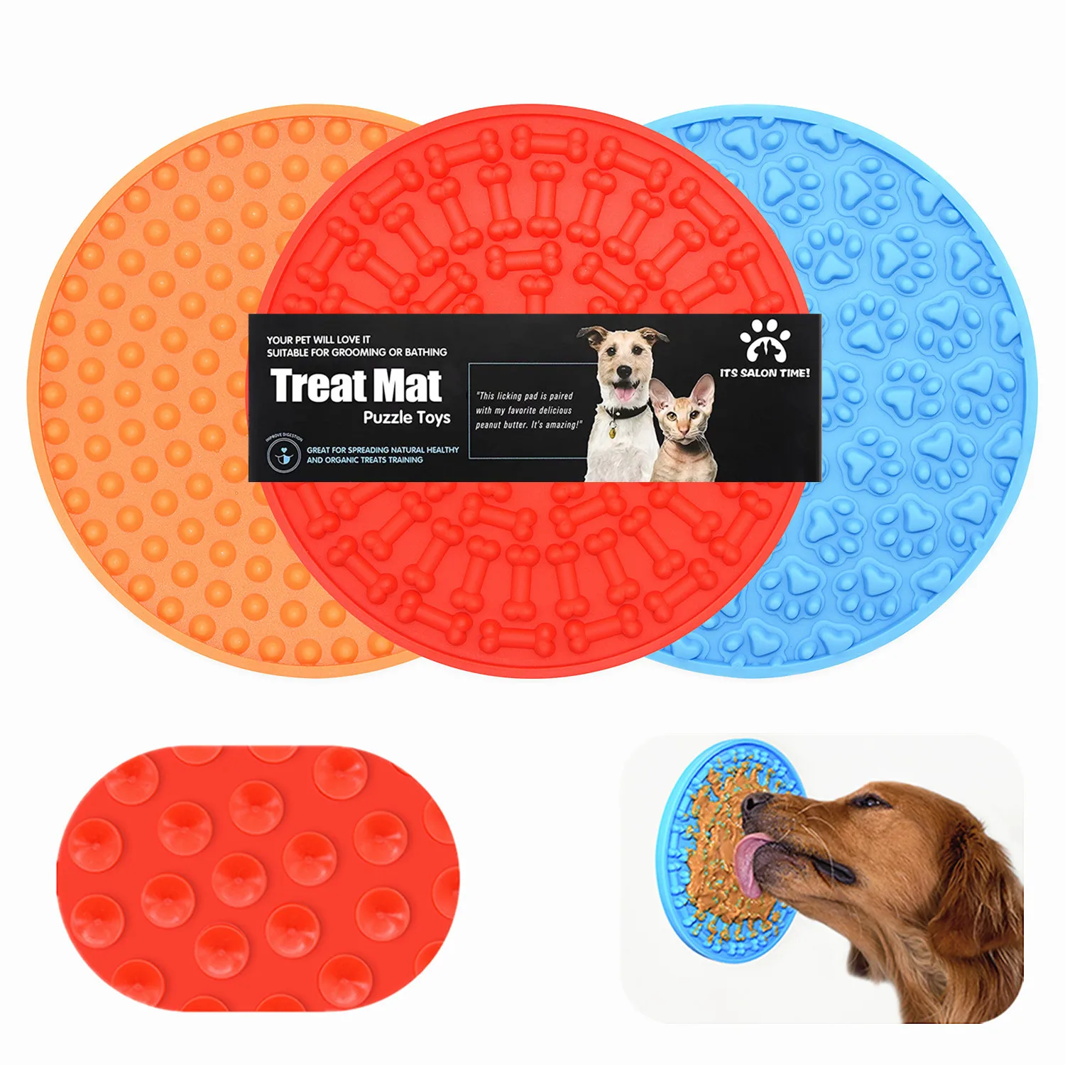 

Custom BPA free Food Grade Durable Pet Bathing Grooming and Training Suction Slow Feeder Licking Pad Silicone Dog Lick Mat, Customized color