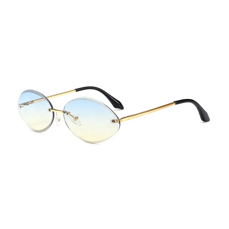 

Super quality women rimless sunglasses one lens designer sunglasses