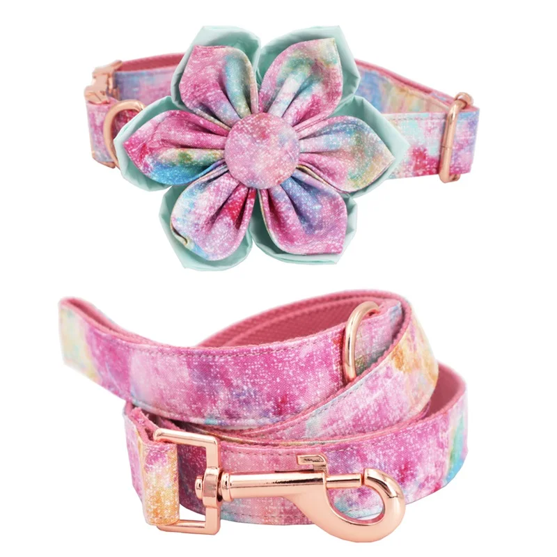 

2020 new Dog Collar with flower, Personalized Engraved Dog Collar with All Metal Buckle