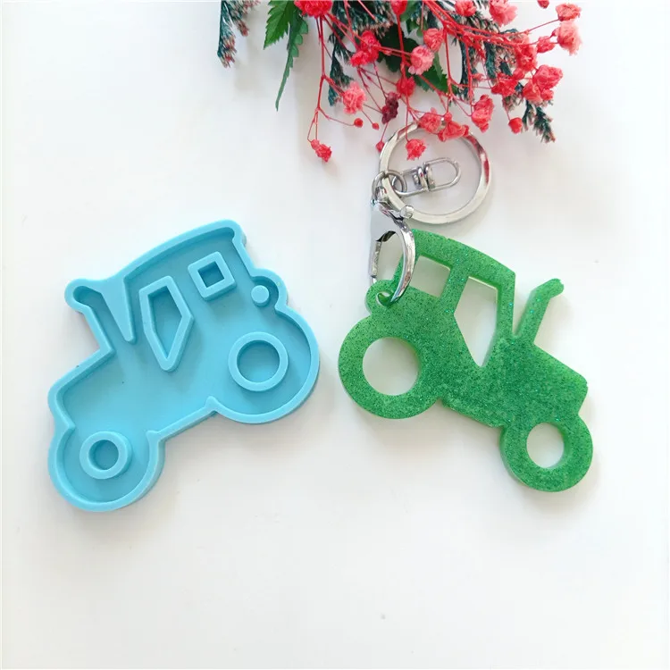 

Y3175 Diy epoxy resin molds tractor silicone keychain mold, Blue