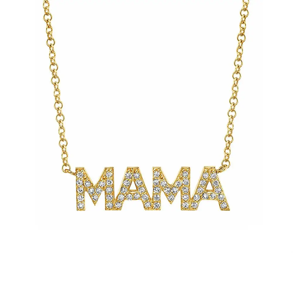 

High quality mama necklace zircon letter luxury collarbone necklace simple letter pendant 925 silver necklace for women