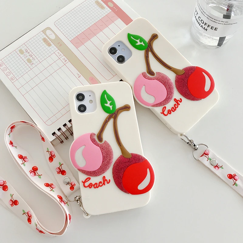 

New 3D cherry cute cartoon fruit mobile phone case