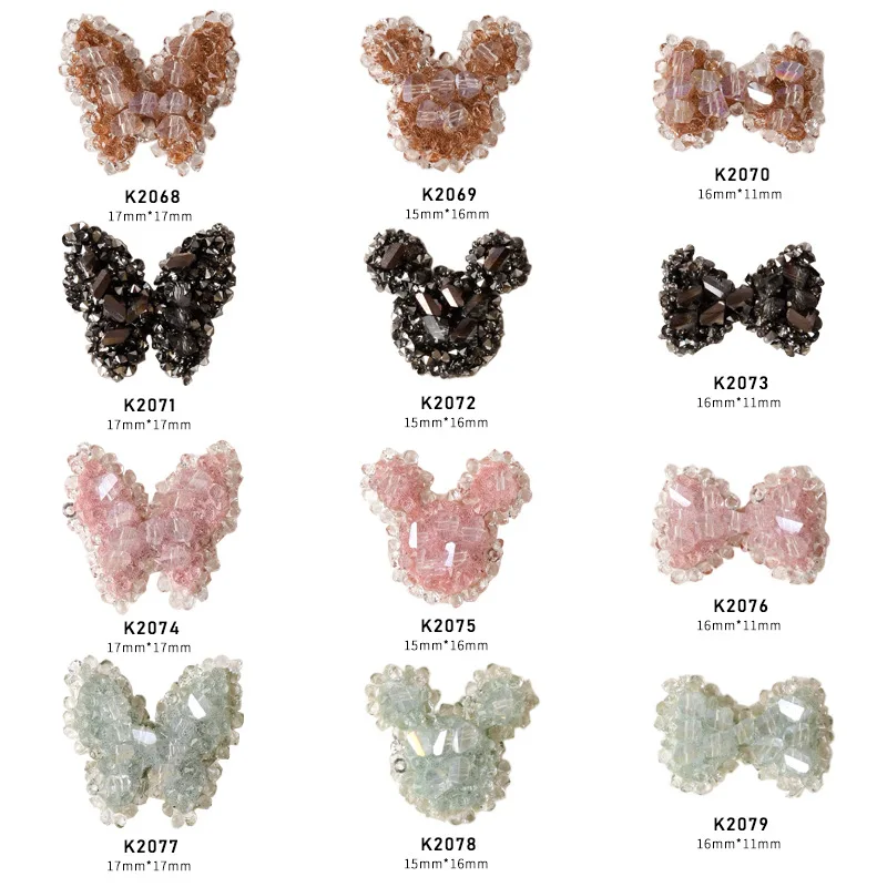 

Misscheering 2021 new nail jewelry Japanese crystal bow handmade rhinestone butterfly Mickey 3D nail decoration, Photo