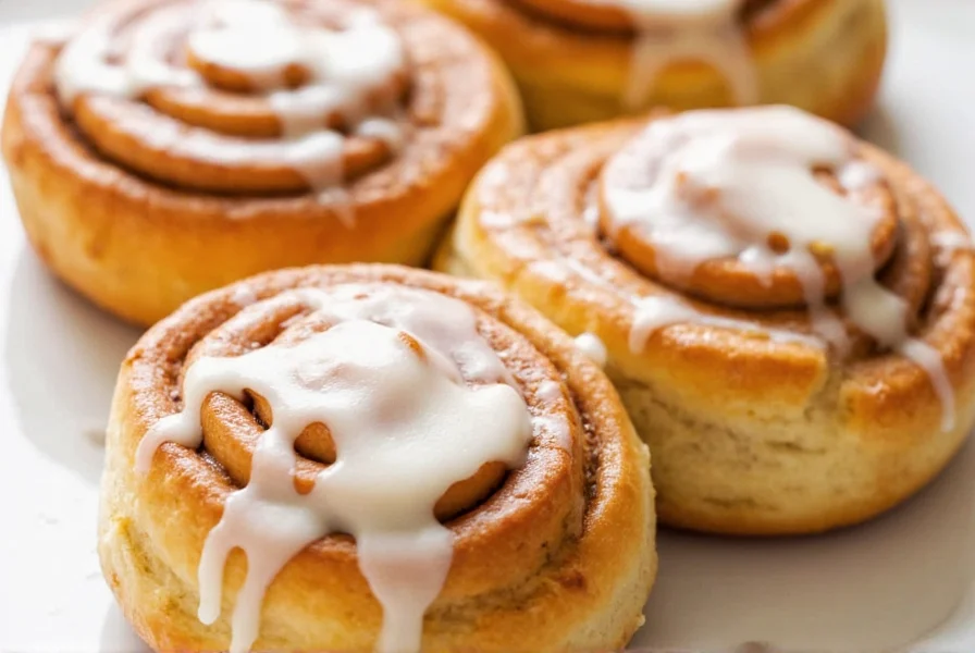 Perfectly baked homemade cinnamon rolls with glossy frosting drizzled on top