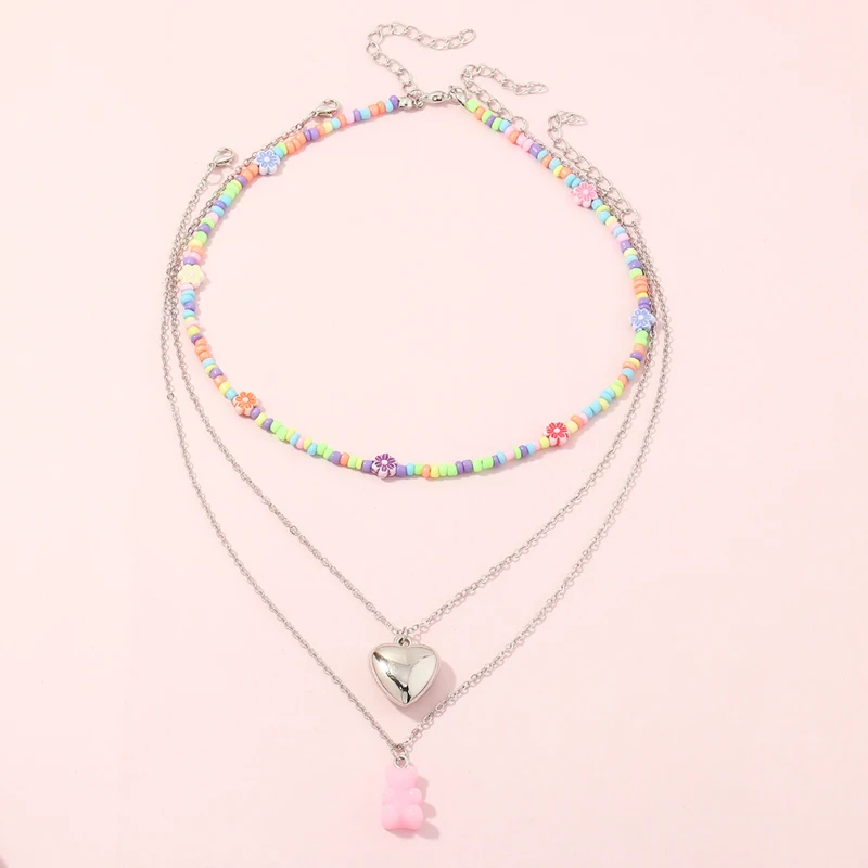 

3pcs/set Wholesale Simple Necklace Pendant Heart Jewelry Display Necklace For Girls
