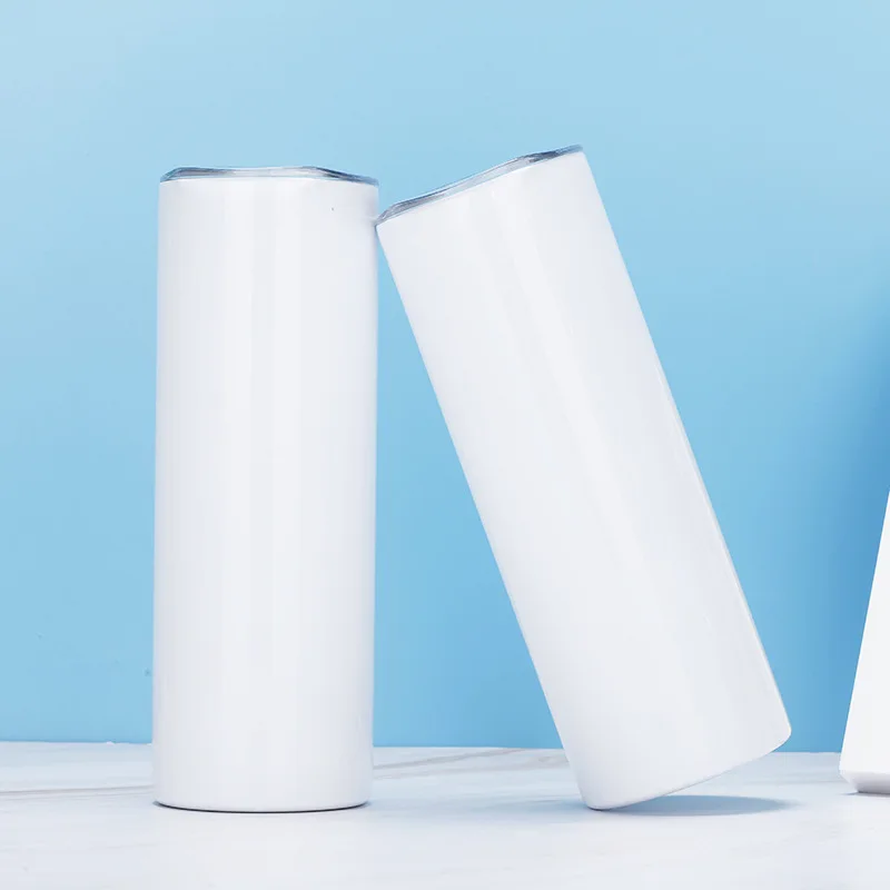 

New Fashion Stainless Steel 20oz Sublimation Blanks Straight Skinny Tumbler with Lid and Straw, White or sublimation