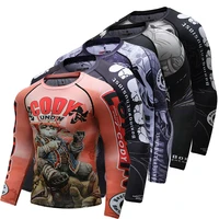 

Custom logo printing bii rash guard man long sleeve spandex lycra mma rash guard