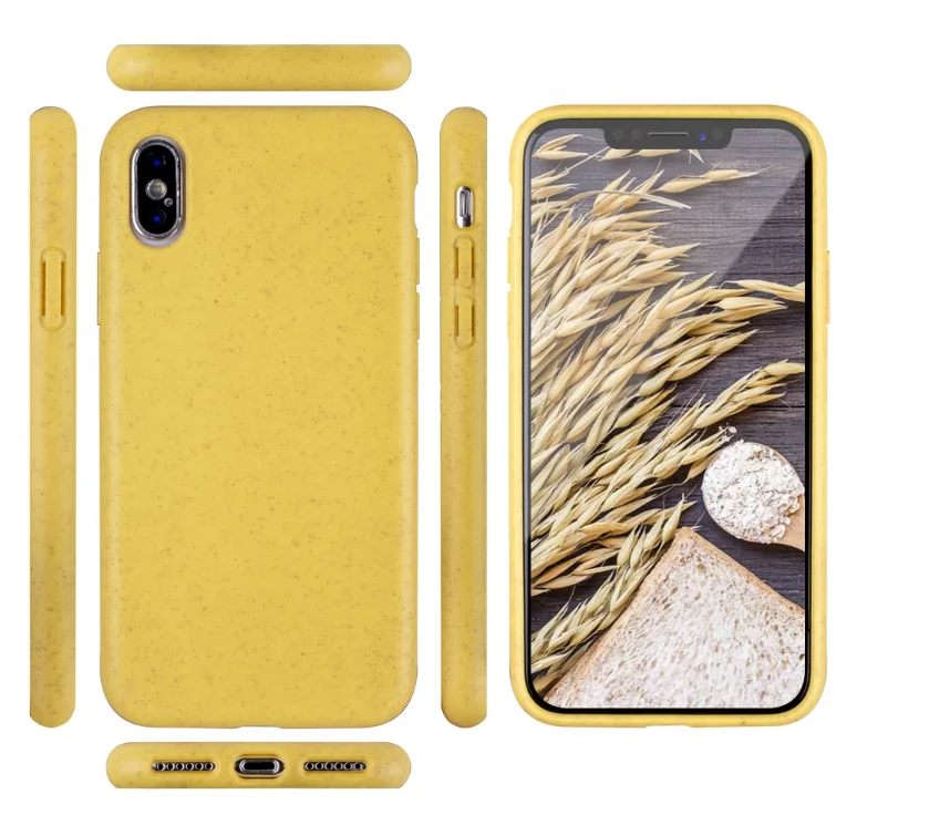 

Environmentally degradable natural wheat straw + wheat mobile phone case, Customizable