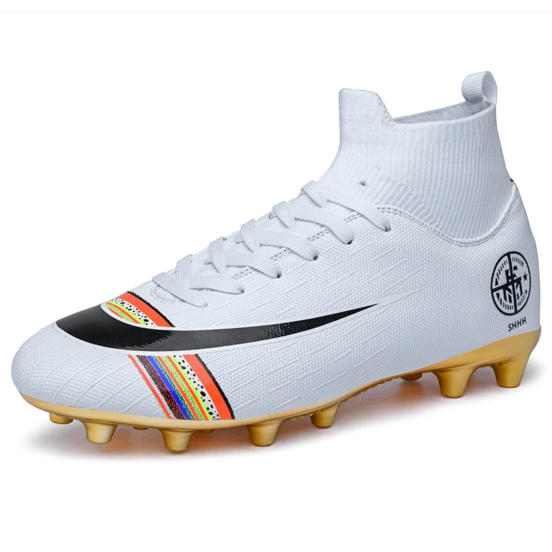 Men Sport High Ankle high quality Football Boots professional Outdoor AG Long Spikes Soccer shoes hot sale superfly wholesale
