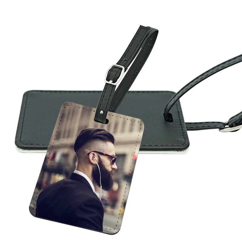 

2021 New Arrivals Customized Eco-friendly Sublimation Fashion sublimation glitter PU leather Luggage tag, Rose, gold, blue, pink, black