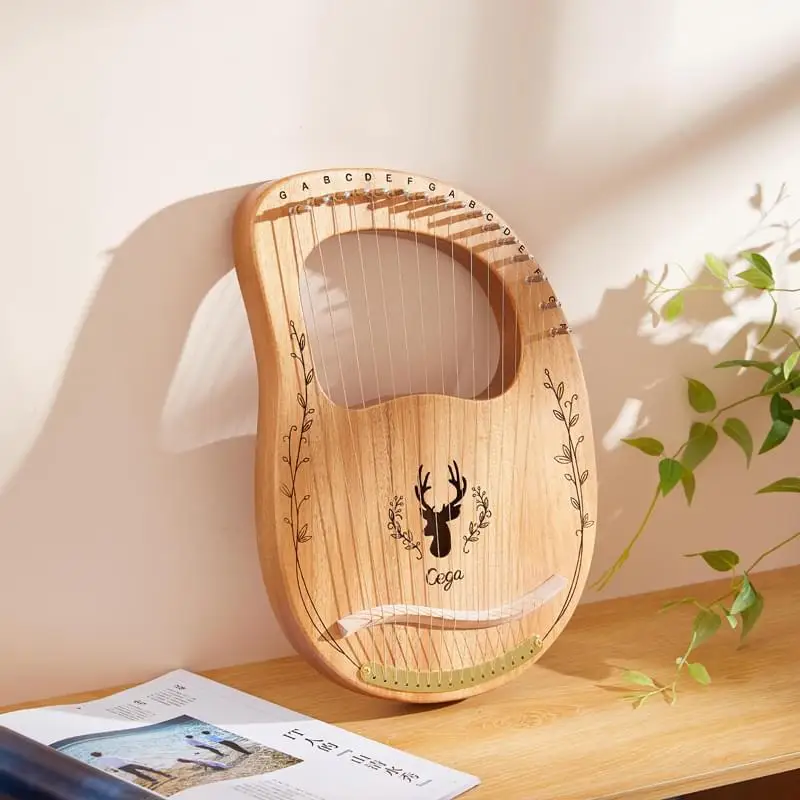 

cega 16 strings mahogany lyre musical instrument handmade harp string instrument, Wooden,coffee,blue