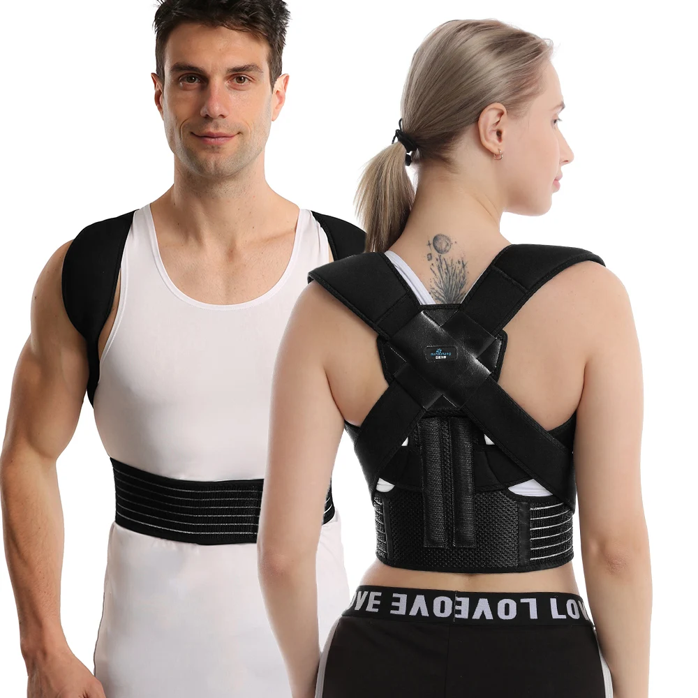 

2021 New Patent Adjustable Shouder Belt Spine and Back Support Back Brace Posture Corrector for Men and Women, Black, oem