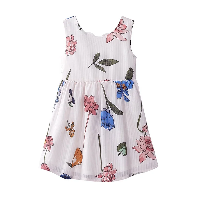 

Gabby Loop Kids Summer Party Dress Flower Printed Two Layer Cotton Lining Girls Princess Dress Child kid Floral Dress girl