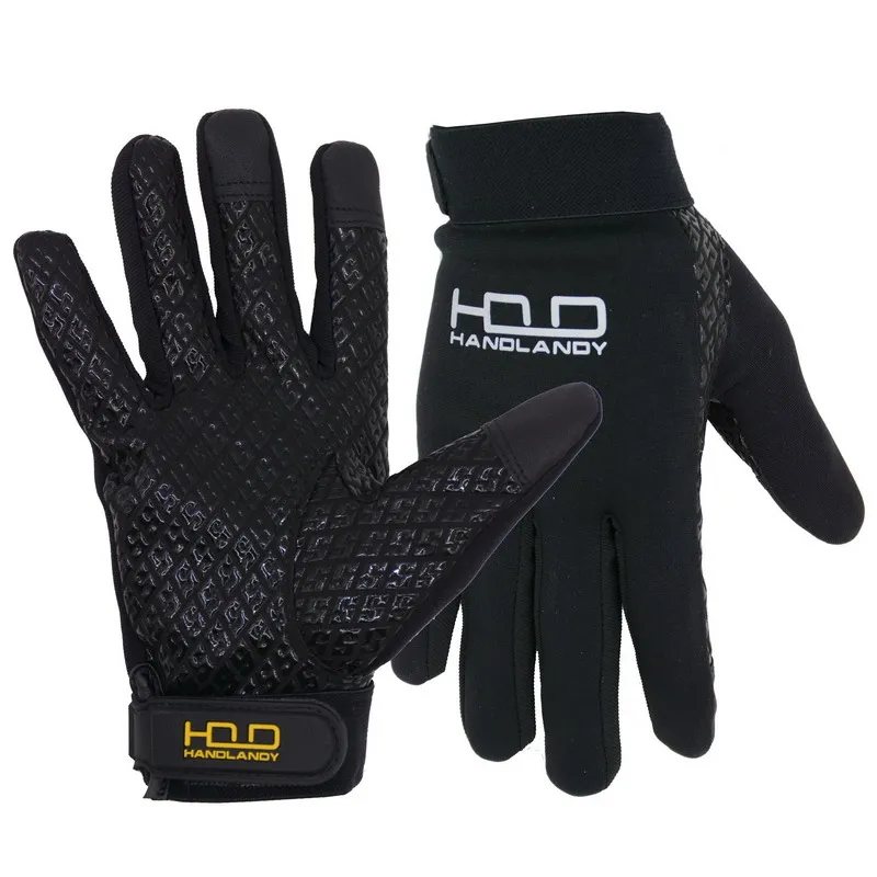 

PRI Windproof Water Rain Resistant Silicone Palm Outdoor Boating Riding Touch Screen Cycling Other Sports Gloves, Black