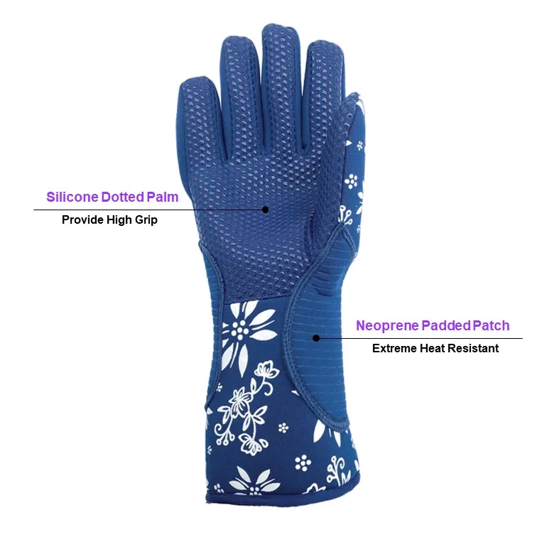 Oven Mitts Silicone Cotton Double-layer Heat Resistant Gloves Hand  Protector 1pr for sale online