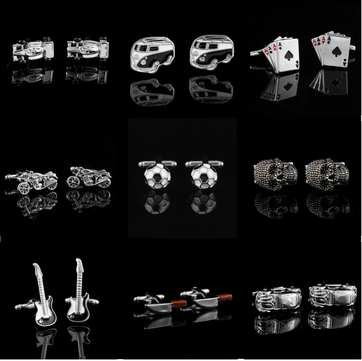 High End Copper Hollowed Out Vehicle Football Cufflinks Personalized Fun Silver Cufflinks Decoration for Men