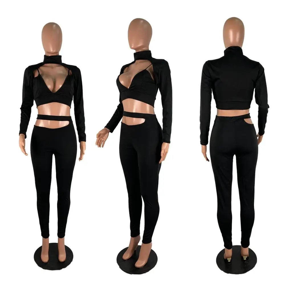 New arrival sexy two piece set women long sleeve sets