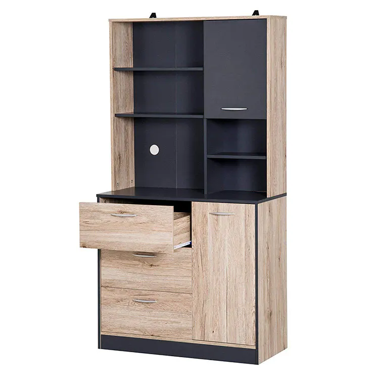 Tall Kitchen Pantry Buffet Sideboard Table Storage Black And