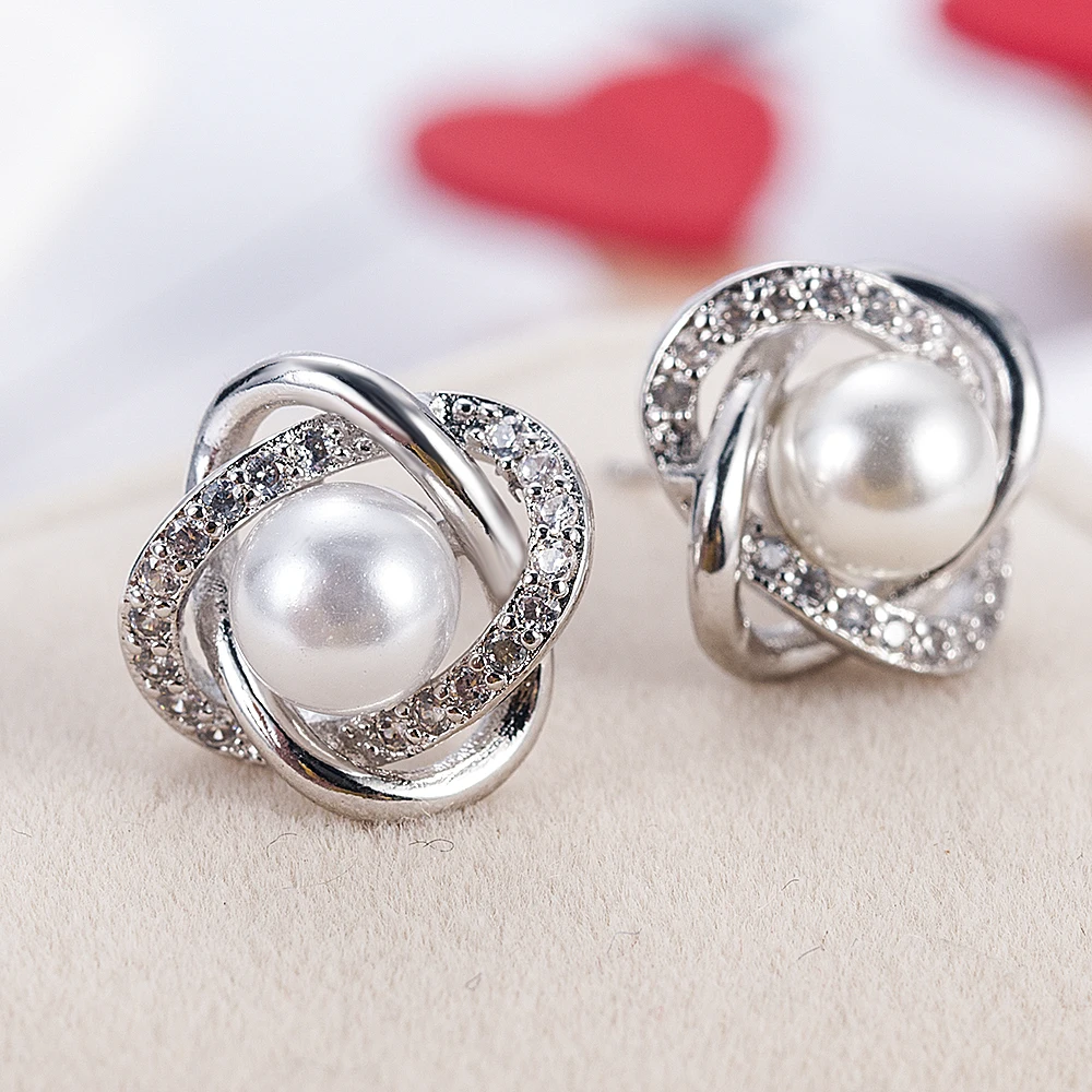 

CAOSHI Jewelry Bridal Accessories Boucle D'oreille Femme 2020 Crystal Pearl Stud Earrings For Women Wedding