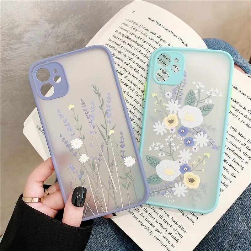 

Custom Flowers Design Frosted PC Back Phone Case For iPhone 12 mini 12 11 Pro Max Xs Xr 7 8 Plus Protective Mobile Phone Cover, Multi colors