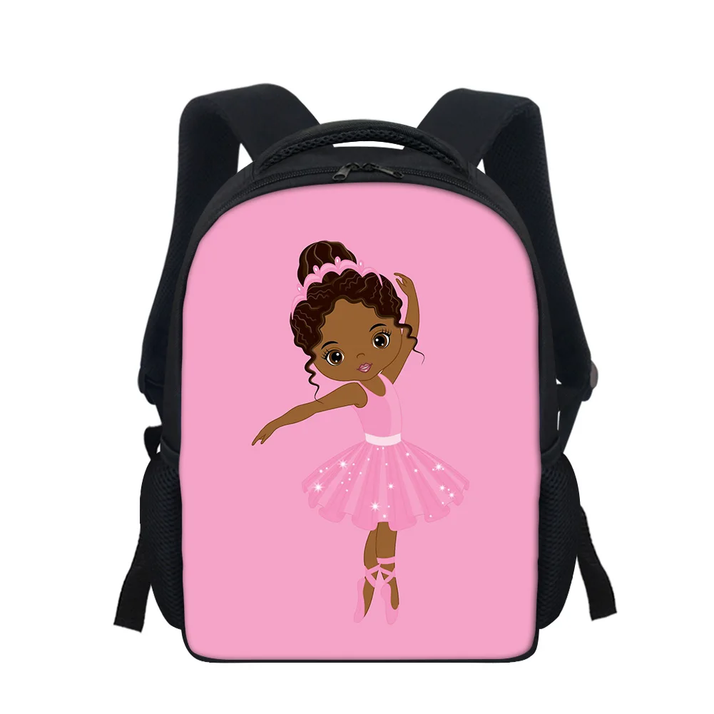 

Character School Bags for Kids Cute Cartoon Black Ballerina Girl Pink Toddler Bookbags Suitable for 3 to 6 Years Old, 12 Inch, Customized color