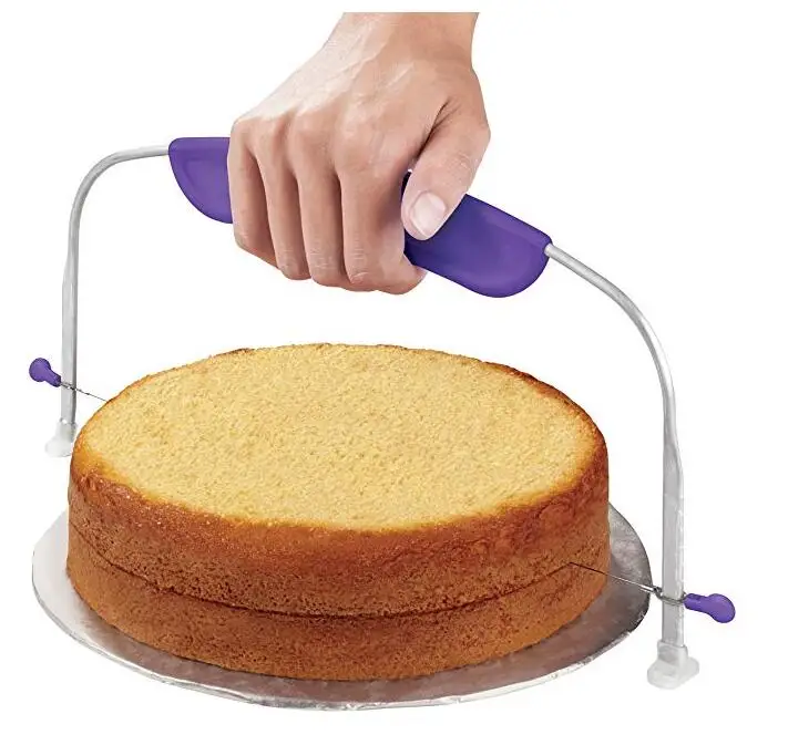 

Hot Selling Stainless Steel Wire Cake Leveler Cutter Slicer, Silver white + purple
