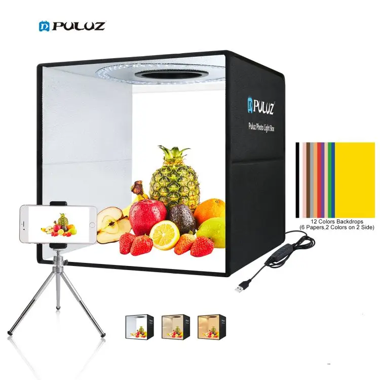 

2022 Portable PULUZ 40cm Fold 3 LED Ring light lightbox Camera shoot Softbox set Photography Tent kit 40 photo Studio box