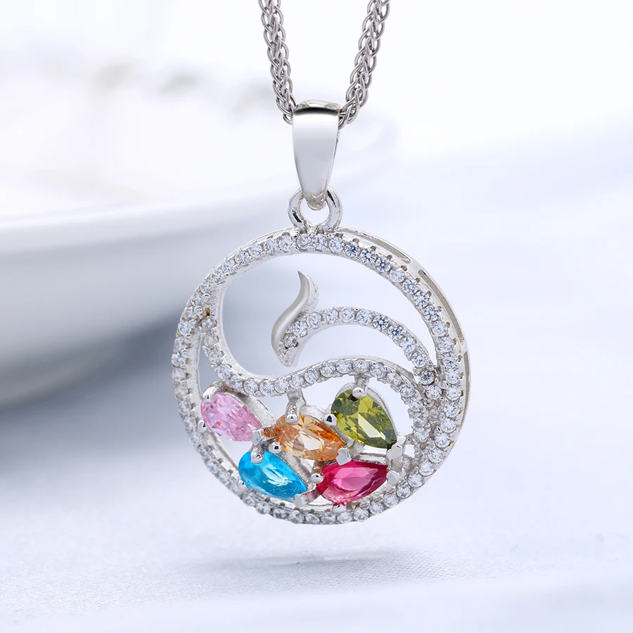 

colorful zircons wholesale silver 925 gold phoenix bird pendant necklace jewelry