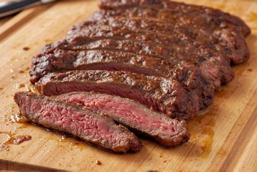 Skirt steak grilling on outdoor grill