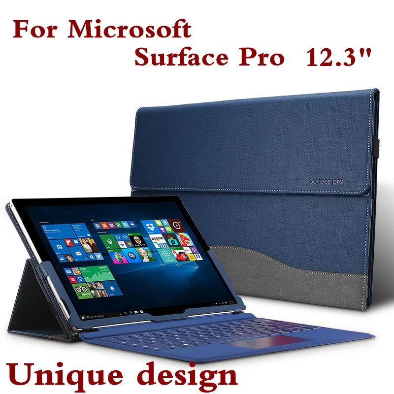 

New High Quality Tablet Case For Microsoft Surface Pro 6 5 4 3 12.3 Premium PU Leather Keyboard Cover shell Gift, As picture