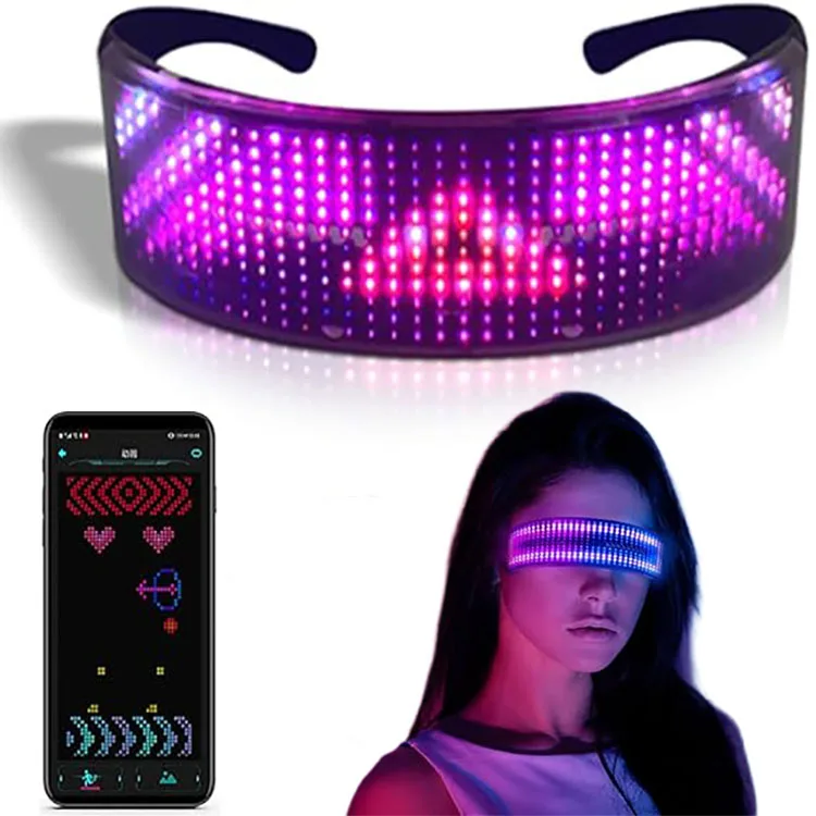 Smart App Bluetooth Programmable Sunglasses LED Screen Display Luminous Light up Glasses Party Sunglasses LED Glasses
