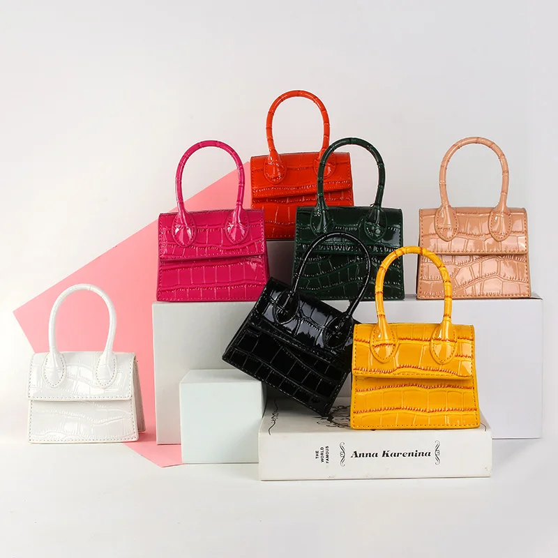 

Hot Selling Women Crocodile Leather Pu Mini Hand Bag Purse Handbags with Handle Ladies