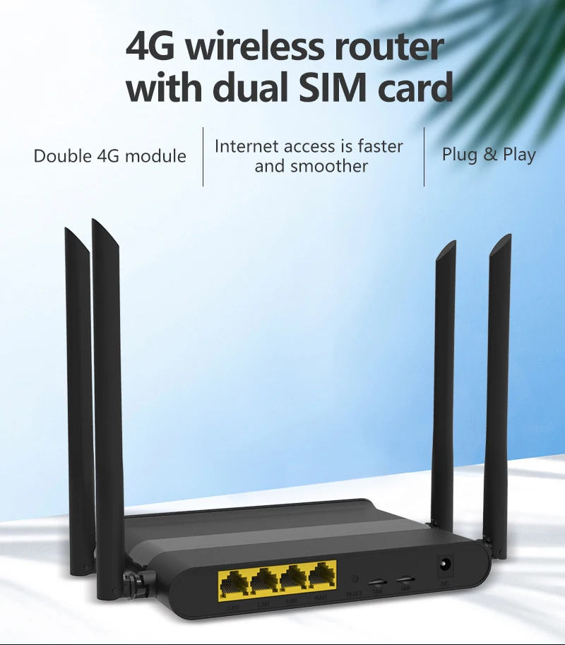 Modem Stability WiFi Router 2.4GHz Smoothness SIM Card Type for Data Transmission 
