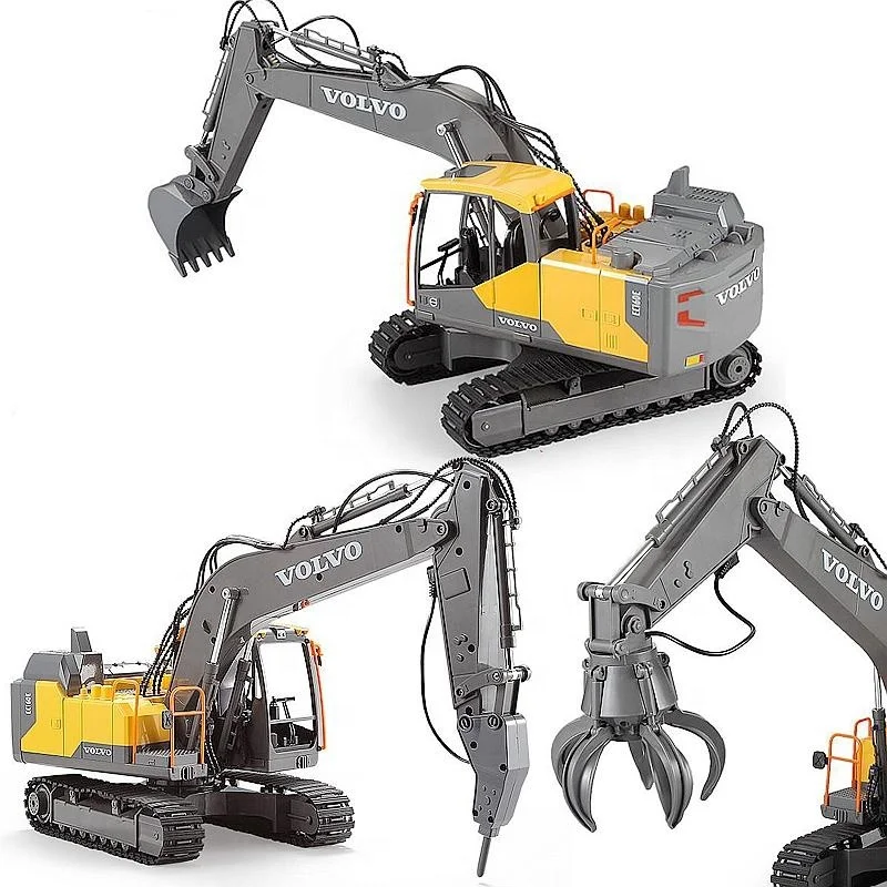 
E568 003 1/16 VOLVO licensed rc excavator with drill grab 3 in 1 toy car with Lights & sound remote control truck 