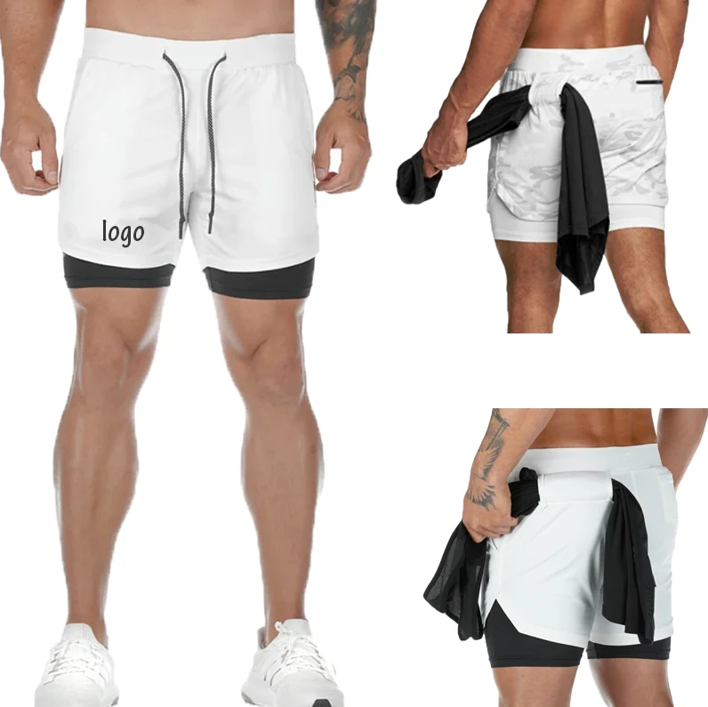 

Blank Custom Logo 2 In 1 Lined Athletic Sports Shorts Mesh Jogger Mens Running Pocket Shorts, As pictures