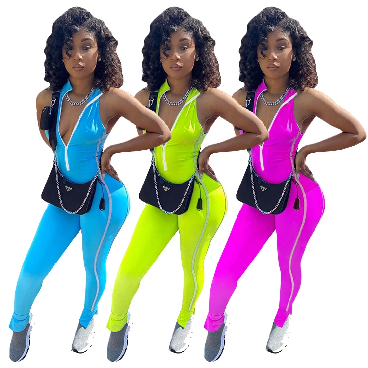 

Summer Women One Piece Zipper Street Clothing Ladies Bodycon Jumpsuits, Picture