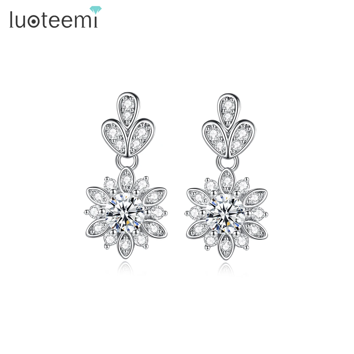 

LUOTEEMI Cute Small Drop Earing Flower 2023 New Lady Wedding Statement CZ Ear Ring For Woman Fashion Jewelry Earrings