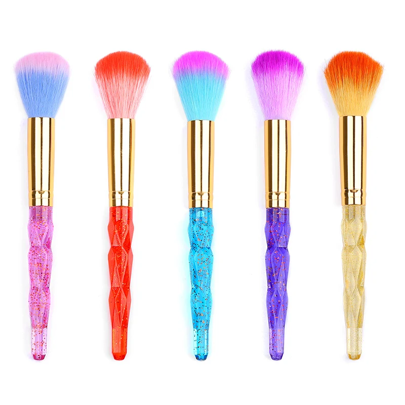 

1Pcs Sequins Crystal Handle Soft Fluffy Dust Cleaning Brush Powder Removal Manicure Brushes Blush Makeup Tool 5 Color, Pink/red/yellow/blue/purple