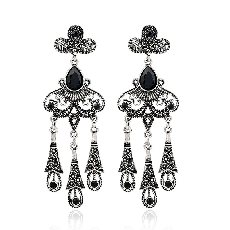 

Creative Gold Silver Color Jewelry Antique Retro Vintage Ethnic Tassel Earring Jewelry, Silver and gold