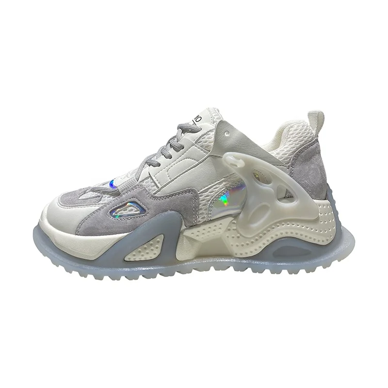 

2021 Stylish Designer Brand Shoe Genuine Leather Sneakers Chuncky Shoes For Women, White black