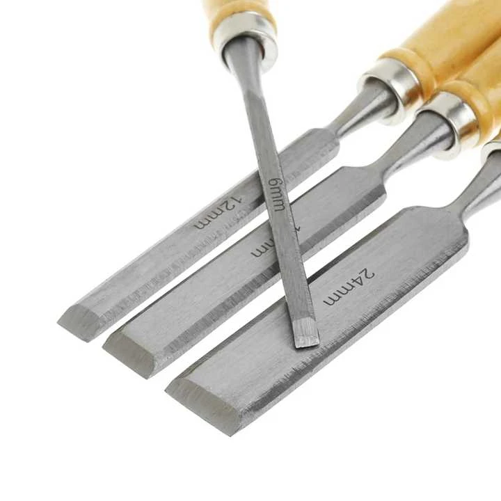 12pcs DIY Semicircular Carbon Steel Wood Carving Knife Hand Tool with Wood Handle and Carbide Tip Chisel