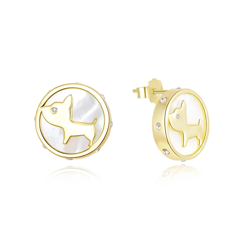 

RINNTIN EQE31gold jewelry 925 sterling silver 14K gold stud earrings for women 2020