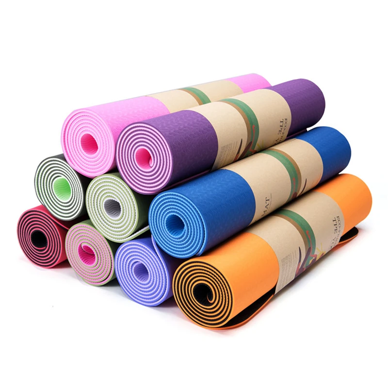 

2021 Custom printed anti slip 6mm tpe natural yoga mat, Customized color