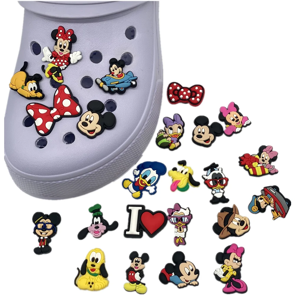 

Mickey Shoe Charms for Bracelets Croc Charms Shoe Decoration Donald Duck Accessories Fit Clog Kid Gift, As picture