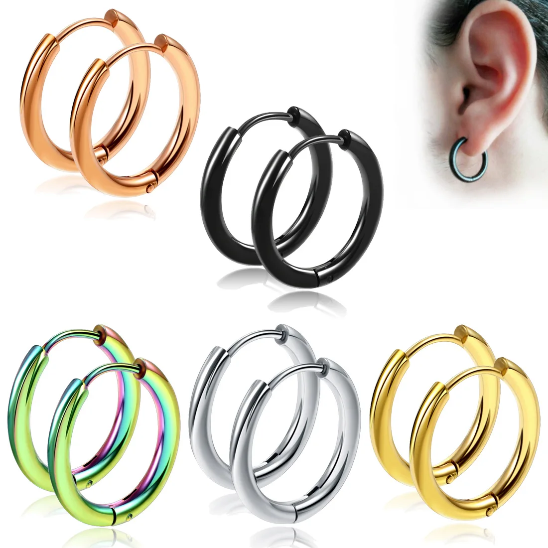 

Surgical Stainless Steel Huggie Hoop Earrings for Women and Men