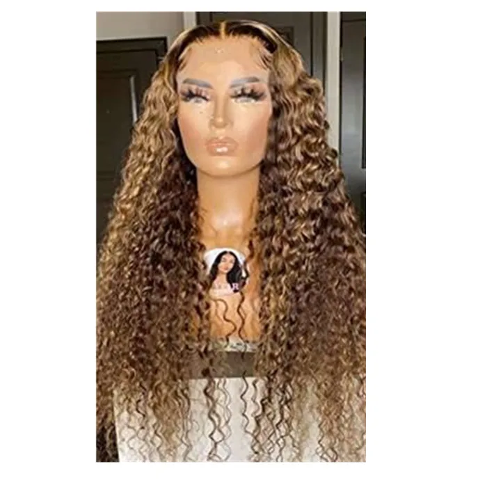 

human hair 4/27 Highlight Color piano water curl wig ombre 150 Density Brazilian 13x4 Lace Front Ombre Wig