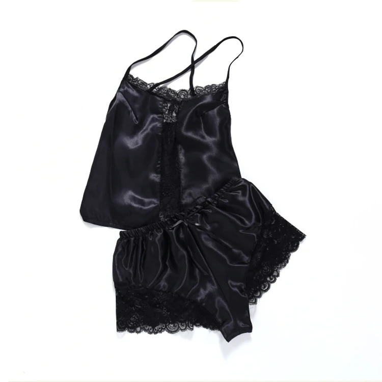 

Thin satin silk fabric ladies pyjamas and sleepwear sets, Red/black/white/green