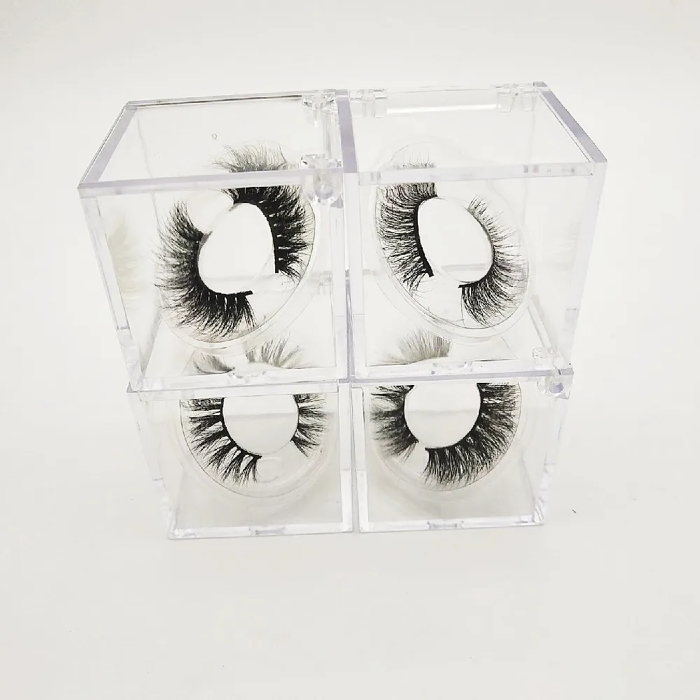 

Acrylic Clear Square 3D Mink Lash Case Durable Eyelash Plastic Light Own Logo Box, Accordingly to design