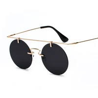 

2020 Fashion Stylish Silm Metal Round Designer Frameless Sunglasses Authentic