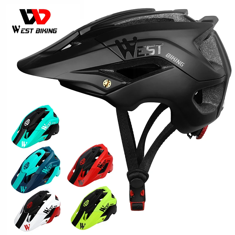 

WEST BIKING Mountain Bike Helmet Bike MTB Road/Racing Foray Fraction Bicycle Carbon Helmet Riding Equipment Visor Cycle Helmet, Green/white/lake blue/red/black/army green
